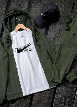 Чоловічий спортивний костюм nike 4в1 штани + кофта + футболка + кепка | спортивний костюм найк на осінь