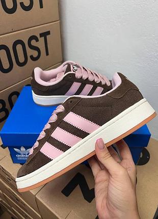 Adidas campus brown pink женские кроссовки адидас кампус замша4 фото
