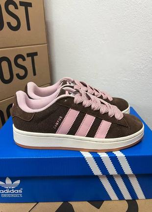 Adidas campus brown pink женские кроссовки адидас кампус замша