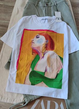 Футболка zara з  дівчиною розмір s. l  оригінал new collection