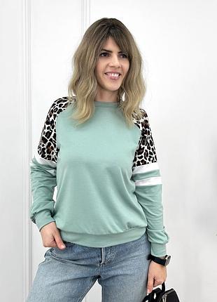 Женский свитшот батник джемпер лео леопард принт осень демисезон деми весна