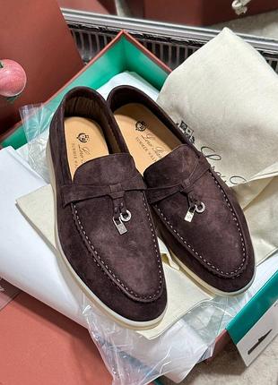 Лоферы шоколадные loro piana полный комплект