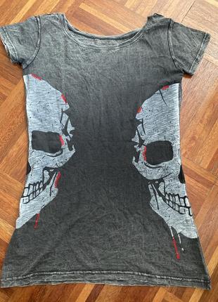Нова бавовняна коротка сукня футболка з вареної бавовни rock rebel by emp xs-s  34-36 данія 🇩🇰 uk 🇬🇧