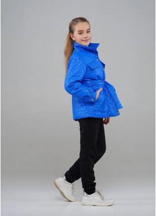 Демисезонная куртка-рубашка стеганая для девочек, "тропинка", в 5 цветах, от 140см до 158см6 фото
