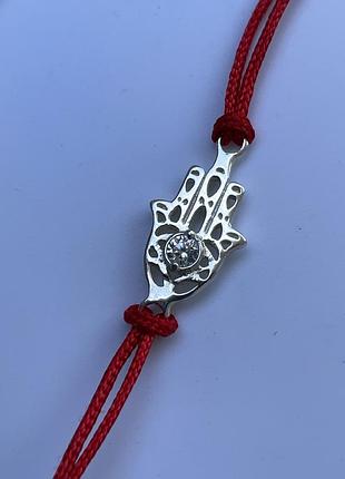 Красная нить серебро 925 браслет серебряный оберег рука фатимы 30281