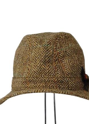 Шляпа твидовая harris tweed, с пириной, оригинал, glenapin