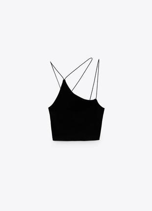 Чорний асиметричний кроп вкорочений топ zara