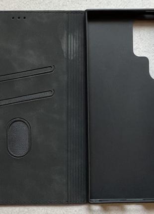Samsung galaxy s24 ultra чохол-книжка чорний, високоякісна штучна шкіра, слоти для кредитних карток
