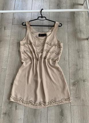 Платье платье короткое в нюдовом цвете размер s m h&m