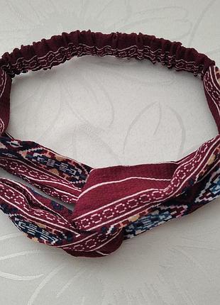 Пов'язка на голову тканева на резинці, чалма