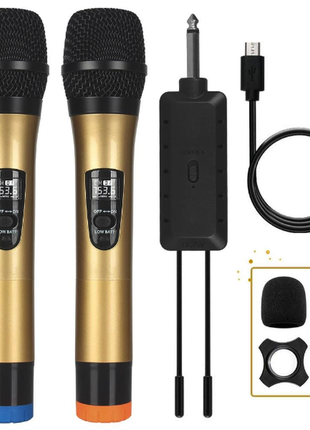 Беспроводной микрофон alpowl uhf, 2  микр/заряж.приемник/дисплей)