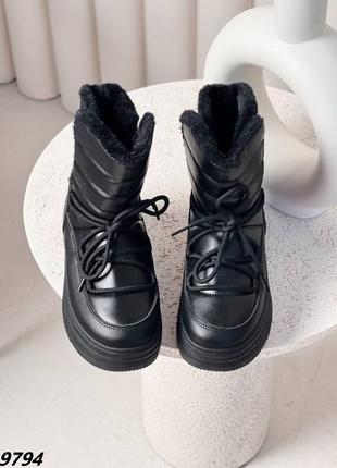 Дутики сезон зима материал эко-кожа цвет черный внутри эко мех