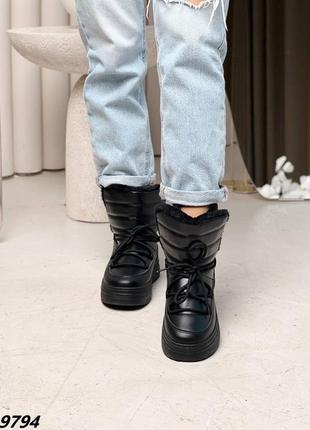 Дутики сезон зима материал эко-кожа цвет черный внутри эко мех