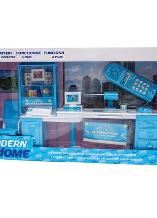 Ігровий набір - ляльковий кабінет сучасний будинок блакитний пластиковий 25338b