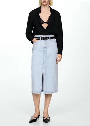 Джинсовая юбка с разрезом от mango 100% cotton ✅ не тягнуться ❌ качество ✅ номер: 828