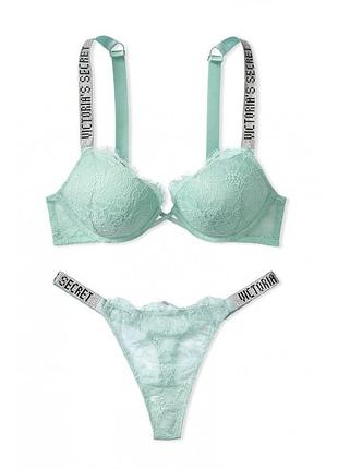 Комплект білизни пуш-ап зі стразами victoria's secret