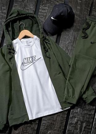 Чоловічий спортивний костюм nike 4в1 штани + кофта + футболка + кепка | спортивний костюм найк на осінь