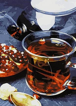 Картина по номерам strateg премиум чай с гранатом размером 30х40 см (ss-6541)