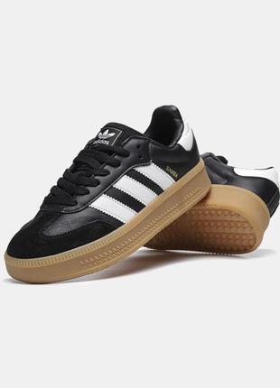 Adidas samba xlg 'black white gum' кроссовки черные мужские, женские