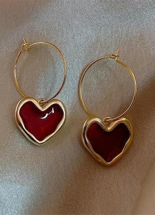 Серьги 🥰💔 серьги шарики кольца с сердечками стильные модные новые