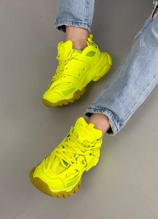 Желтые кожаные кроссовки lonza лонза желтый неон