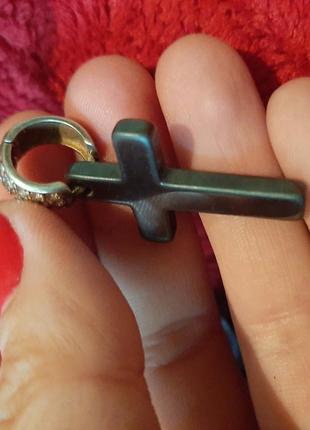 Крест кулон с гематитом уско серебро3 фото