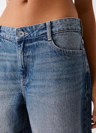 Женские широкие мешковать джинсовые шорты бермуды бежги бершка bershka 34 36 386 фото