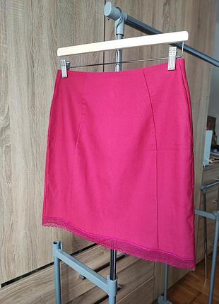 Спідниця юбка міні фуксія з мереживом