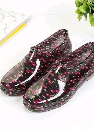 Галоши женские силикон, резиновые сапоги короткие,