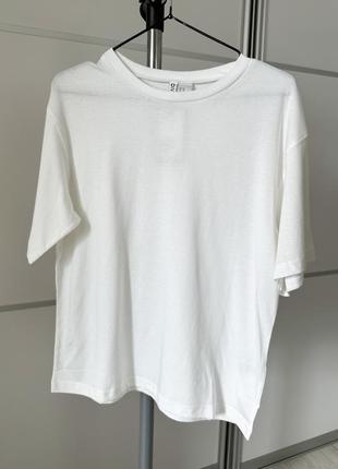 Футболка в квадратную форму оверсайз женская базовая фирменная белая h&m