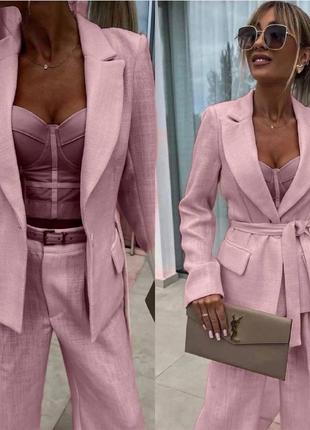 Жіночий костюм льонгабардин 42-44,46-48,50-52,54-56,58-60 сірий, фрезовий, рожевий