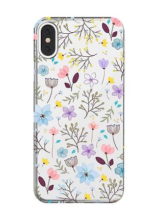 Прозрачный чехол на iphone x / xs :: цветочный фон (принт 267)