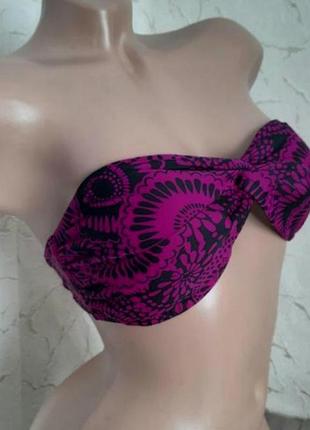 Купальник распаковка бюстгальтер чёрный/ сиреневый,фуксия 46-48