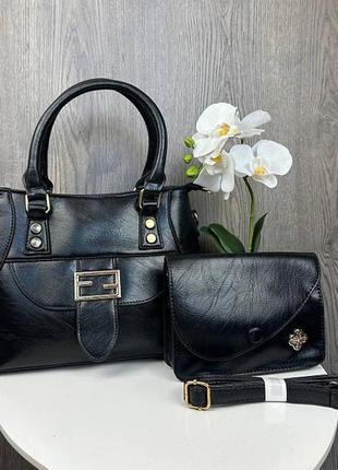 Жіноча сумка + міні сумочка клатч жіночий набір комплект сумочок 2 в 1 женская сумка набор