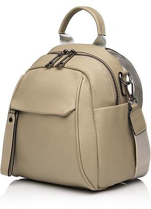 Рюкзак женский из натуральной кожи светло-серый bags4life 633
