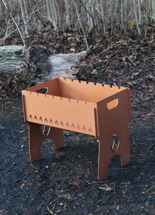 Мангал разборный крашенный (золотой) на 10 шампуров с индивидуальной надписью сталь 3 мм