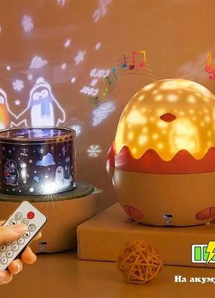 Ночник детский проектор музыкальный пингвин космос, звезды, единорог на пульте...