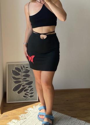 Черная юбка shein с завязкой и 🦋