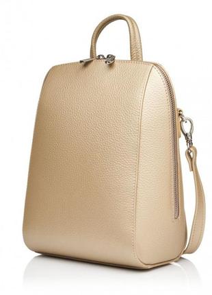 Рюкзак женский из натуральной кожи бежевый vito torelli 1012 1707 мини бронза