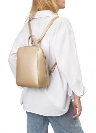 Рюкзак женский из натуральной кожи бежевый vito torelli 1012 1707 мини бронза