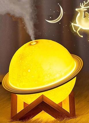 Увлажнитель очиститель воздуха ночник 3 в 1 сатурн компактный с led подсветкой 3...