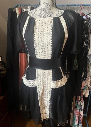 Блуза туника платье из шелка и кружева