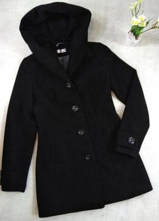 Женское кашемировое черное демисезонное пальто