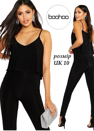 Сдельный ромпер комбинезон на тонких бретелях boohoo uk10 лосины штаны легенсы блуза майка комбез 44
