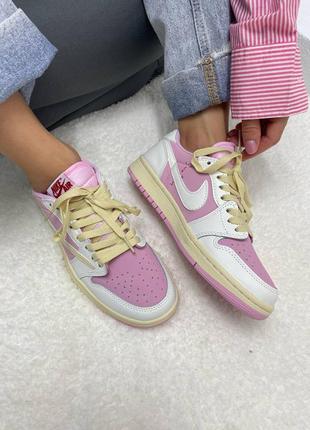 Кросівки  air jordan 1 low x travis scott pink