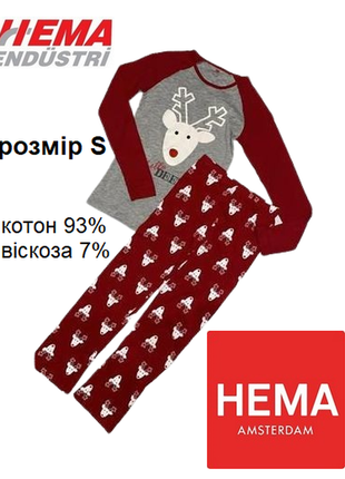 Котоновая хлопковая пижама футболка с длинным рукавом брюки новогодний ночной костюм спортики спорт