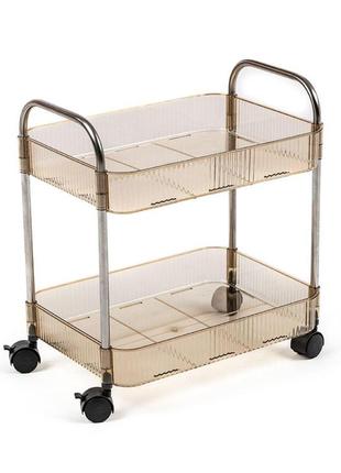 Етажерка мобільна двоярусна універсальна з акрилу та металу бежева 40*28,5*45см sw-00002110