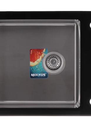 Мойка для кухни mixxus с нержавеющей стали mx(304)6051-200x1.2-hm-glass 600x510мм прямоугольная врезная глянцевая 1.2мм с сифоном