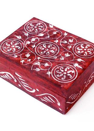 Скринька з каменю червона для зберігання прикрас