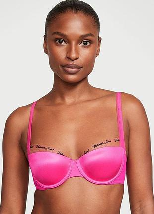 Бюстгальтер victoria's secret smooth logo embroidery lightly lined balconette 70b розовый